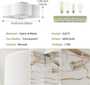 20 Inch Boho White Ceiling Fan With Light Remote Flush Mount