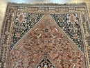 Antique Persian Shiraz Tribal Rug 6x8, Geometric Rug, Wool Handmade Hand Knotted Carpet, Red Blue