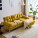 Modern Velvet L-Shaped Sectional Sofa for Living Room or Bedroom, Yellow, 82.6'