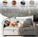 Grey Convertible Sleeper Loveseat Bed With ThreeInOne