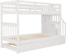 Twin Over Twin Bunk Bed With Stairs And Trundle White