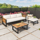 Outdoor 3-piece Acacia Wood and Metal Patio Sofa Set