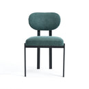 Modern Dining Room Chairs Set of 2, Mid-Century Upholstered Boucle Kitchen Dining Chairs with Black Metal Legs