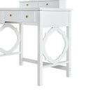 Compact Makeup Vanity Table with Reversible Mirror, Dressing Table Set with Stool, Space-Saving Beauty Station for Small Places, White