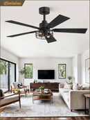 42 Inch Farmhouse Ceiling Fan With Lights Black Cage 2 Pack
