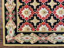Runner Rug 4x19, Panel Design Rug, Custom Made Stark Runner Carpet, Wool, Vintage 4 x 19 Hallway Rug, European Design, Red Black Ivory Tan