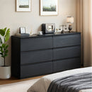 6 Drawer Black Dresser, Modern Bedroom Dresser with Spacious Countertop, Wood Storage Cabinet with Concealed Handles & 6 Deep Drawers for Bedroom, Living Room, Entryway, 15.7' D x 47.2' W x 30.9' H