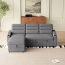 MH83.5' Convertible Sleeper Combo Sofa, Convertible Sofa Bed Polyester Pullout Bed with Storage Recliner and Cup Holder for Living Room, Tight Spaces