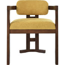 Indoor Upholstered Wood Dining Chair(Set of 2),Yellow+Walnut