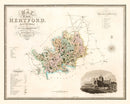 Vintage Map of Hertford England, 1834