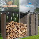Outdoor Metal Firewood Rack and Storage Shed, Brown and Black,Two-in-one function