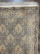 Super Fine Persian Isfahan Rug 3x5 ft, Kork Wool on Silk Foundation, Repeated Floral Motif, Taupe Tan Hand Knotted Oriental Carpet 3 x 5 ft, Signed