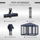 10' x 10' Pop Up Canopy Tent with Netting, Instant Gazebo, Ez up Screen House Room with Carry Bag, Height Adjustable, for Outdoor, Garden, Patio, American Flag