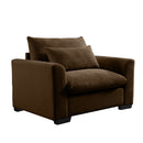 Brown Corduroy Deep Seat Single Sofa Accent Chair,Deep Seat Couch with Waist Pillow for Living Room/Apartment/Office
