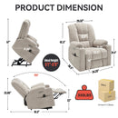 Power Lift Recliner Chair with Massage and Heat for Elderly, Overstuffed Wide Recliners, Heavy Duty Motion Mechanism with USB and Type C Ports, 2 Steel Cup Holders, Beige