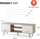 Boho TV Stand 55 To 60 Inch Greige White Sleek Design