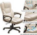 Beige High Back Office Chair With Adjustable Height And Lumbar Support