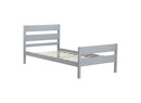 Twin Bed with Headboard and Footboard,Rubber Wood Bed,Grey