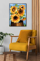 Needlepoint canvas for halfstitch without yarn The Barrel Canvas Sunflowers SE926.332 Seg De Paris Printed Tapestry Canvas