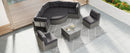 Elegant Patio Furniture Set Outdoor Daybed Rattan Sectional with Cushions and Center Table, Grey, Iron + Rattan