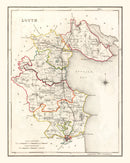 Vintage Map of Louth County Ireland, 1846