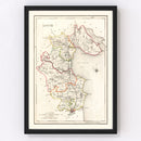 Vintage Map of Louth County Ireland, 1846