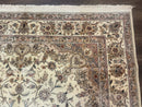 Sino Persian Rug 6x9, Floral Medallion, Ivory & Taupe, Wool with Silk Highlights, Fine 210 KPSI
