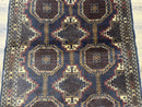Navy Blue Afghan Balouch Rug 4x6, Handmade, New