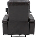 Premium Power Recliner with Storage Arms, Cupholders, Swivel Tray Table and Cell Phone Stand, Brown PU Leather, 35'' x 29.9'' x 41.2''