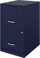 Navy Two Drawer File Cabinet With Smooth Glide Drawers, 14.2 By 18 By 24.5 Inches