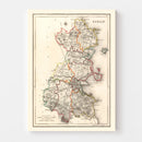 Vintage Map of Dublin County Ireland, 1846