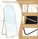 Arched Full Length Mirror 71x32 Inches Gold Aluminum Floor
