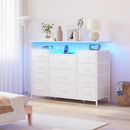 11 Drawer Dresser With Fabric Drawers And Charging Station For Bedroom Storage And Organization