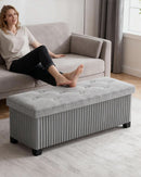 43 Inch Luxurious Velvet Storage Ottoman Bench Grey