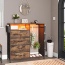Matte Black Dresser With LED Charging Station For Bedroom