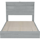 4-Pieces Bedroom Sets Queen Size Vintage Wooden Bed Frame with 2 Nightstands and 1 Dresser,Light Gray