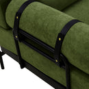 Modern Loveseat Sofa 2-Seater with USB Ports, Cylindrical Armrests, Green Chenille, 59 Inch