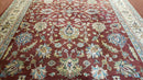 8x12 Indo-Mahal Rug, Floral Allover, Red & Beige, Wool Vintage Handmade Traditional Carpet