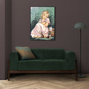 Needlepoint canvas for halfstitch without yarn Canvas Little Girl with Cats SE929.116 Seg De Paris Printed Tapestry Canvas