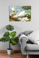 Needlepoint canvas for halfstitch without yarn Canvas The Swans SE929.119 Seg De Paris Printed Tapestry Canvas