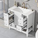 36' Bathroom Vanity with Sink Combo, One Cabinet and Three Drawers, Solid Wood and MDF Board, White (Old Sku:SY999505AAK)