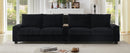 Modern 4-Seater Corduroy Sofa Couch with USB Ports and Hidden Storage in Black