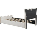 Twin Size Upholstered Platform Bed Velvet Upholstered Bed, Beige
