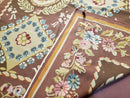 Aubusson Rug 6 x 9 Flat Weave Area Carpet European Design Flowers New Brown Rug Handmade Wool Hand-Knotted Aubusson Weave Medium Rug 6x9