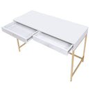Ottey - Vanity Desk (Same 92540) - White High Gloss & Gold