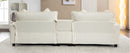 Chenille Upholstered Sectional Sofa with Removable Ottoman, USB Ports, Cup Holders, and Storage, Beige, 111'