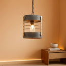 Rustic Farmhouse Pendant Light Adjustable Metal And Wood Blue Gray
