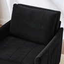 Upholstered Convertible Sleeper Sofa with 5-Position Backrest, Side Pockets, Storage, Black Chenille, 31.5'
