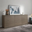 Modern Buffet Cabinet With Wave Panel Doors Large Storage