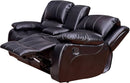 2Piece Bonded Leather Recliner Sofa And Loveseat Set Black 8018 With Pocket Coil Cushions